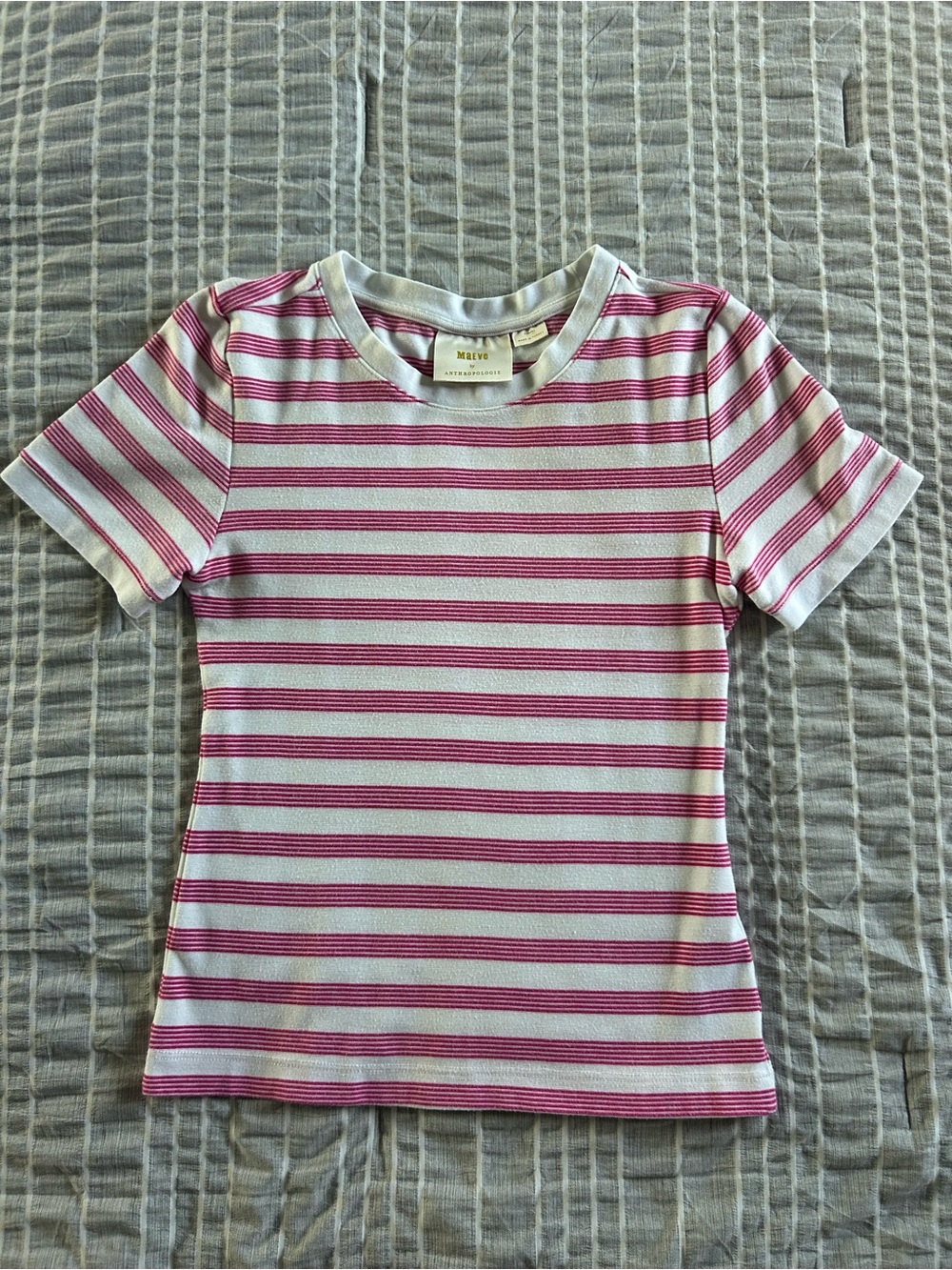 Maeve pink & White Stripe Anthropologie Tee